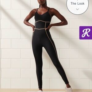 Abercrombie & Fitch YPB sculptLUX Active Jumpsuit One Piece Black Dune Size XXL